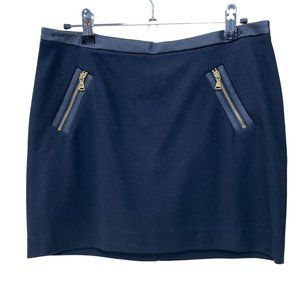 Express Mini Skirt Knit with Faux Leather Trim Gold Zipper Accents Sz 2